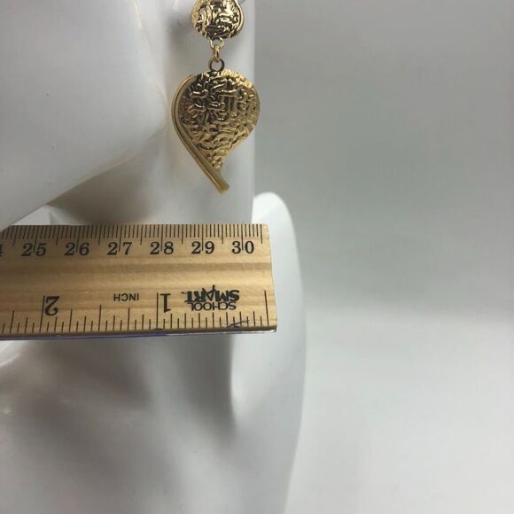 18K Gold Plated Women's Pierced Dangling Earrings Paisely Abstract Shape Chic - Picture 8 of 10